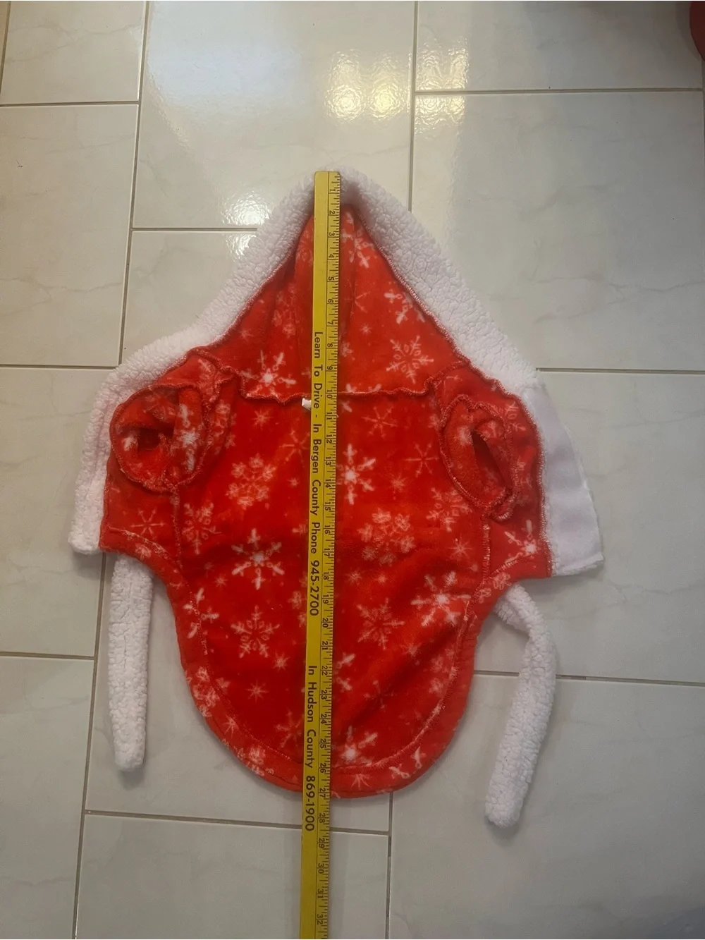Red with White Snowflakes Fleece with White Sherpa Accents Hooded Robe for Dog